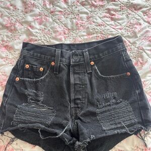 Levi's Black Distressed Cutoff Jean Shorts